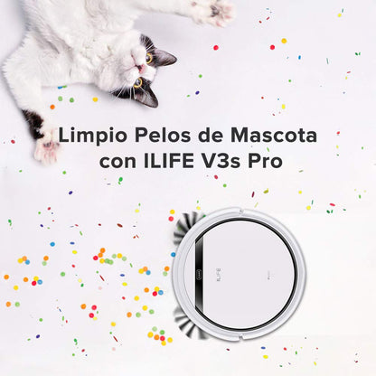 ILIFE V3s Pro Robot Vacuum Cleaner, Tangle-free Suction , Slim, Automatic Self-Charging Robotic Vacuum Cleaner, Daily Schedule Cleaning, Ideal For Pet Hair，Hard Floor and Low Pile Carpet,Pearl White