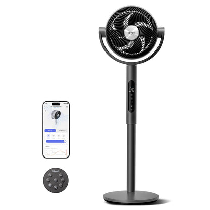 Levoit Standing Smart Fan for Bedroom, 1451CFM Ultra-High Airflow, 12H Timer with WiFi/Voice/Remoter, Auto 120°+90° Oscillating, Quite 20dB, 12 Speeds, 4 Modes, DC Motor, 2 in 1 Pedestal & Tabletop