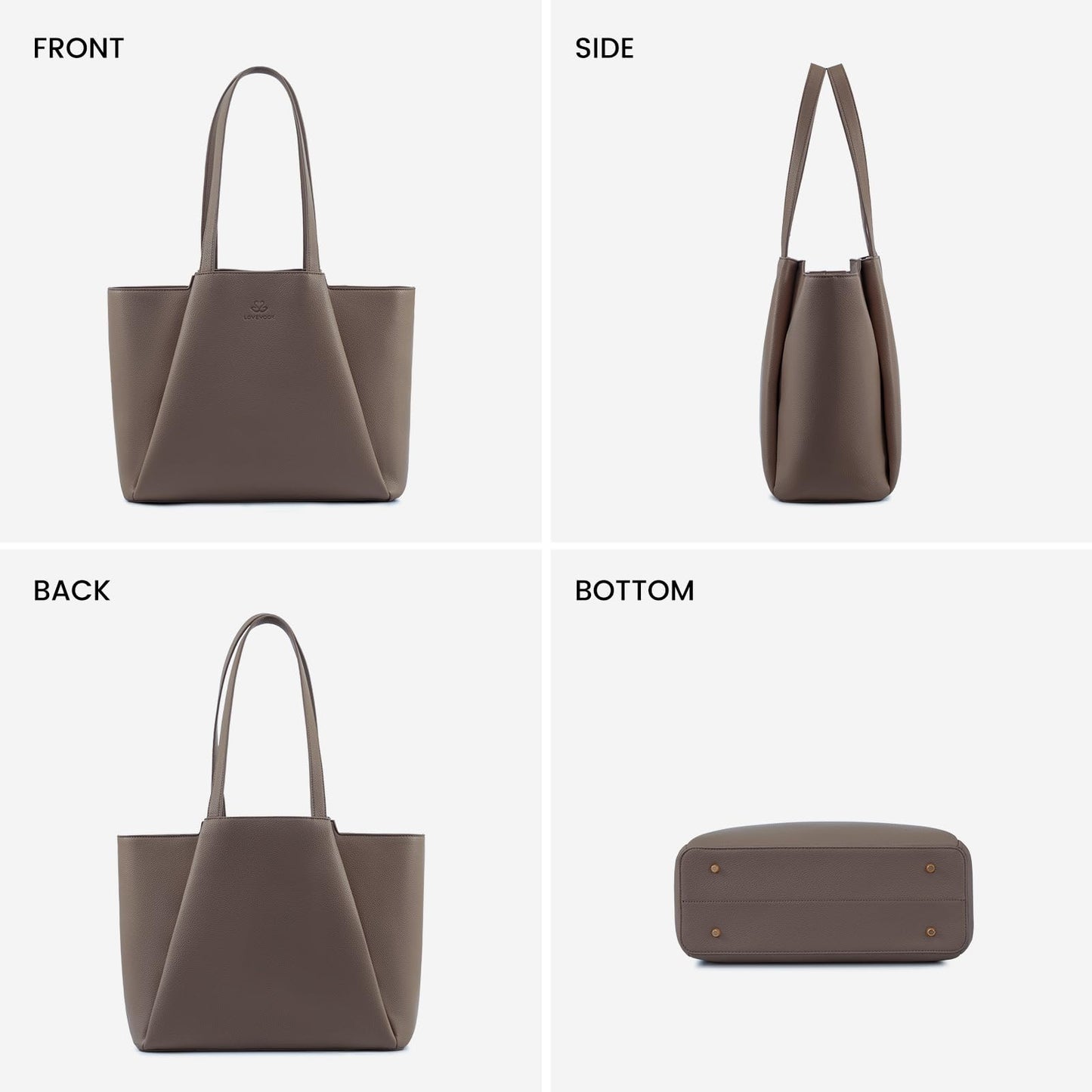 LOVEVOOK Laptop Tote for Women - 15.6 Inch Faux Leather Laptop Bag with Clutch, Large Capacity Office Purse Computer Briefcase for Casual Business Travel,Dark Khaki