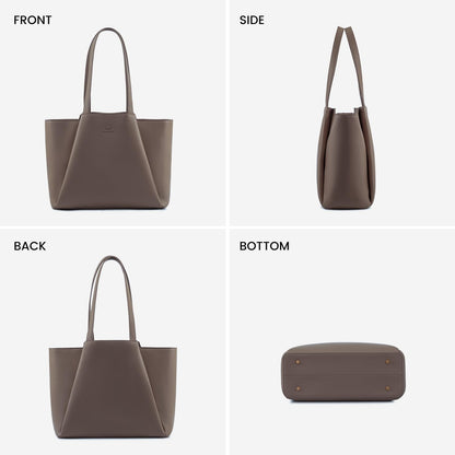 LOVEVOOK Laptop Tote for Women - 15.6 Inch Faux Leather Laptop Bag with Clutch, Large Capacity Office Purse Computer Briefcase for Casual Business Travel,Dark Khaki