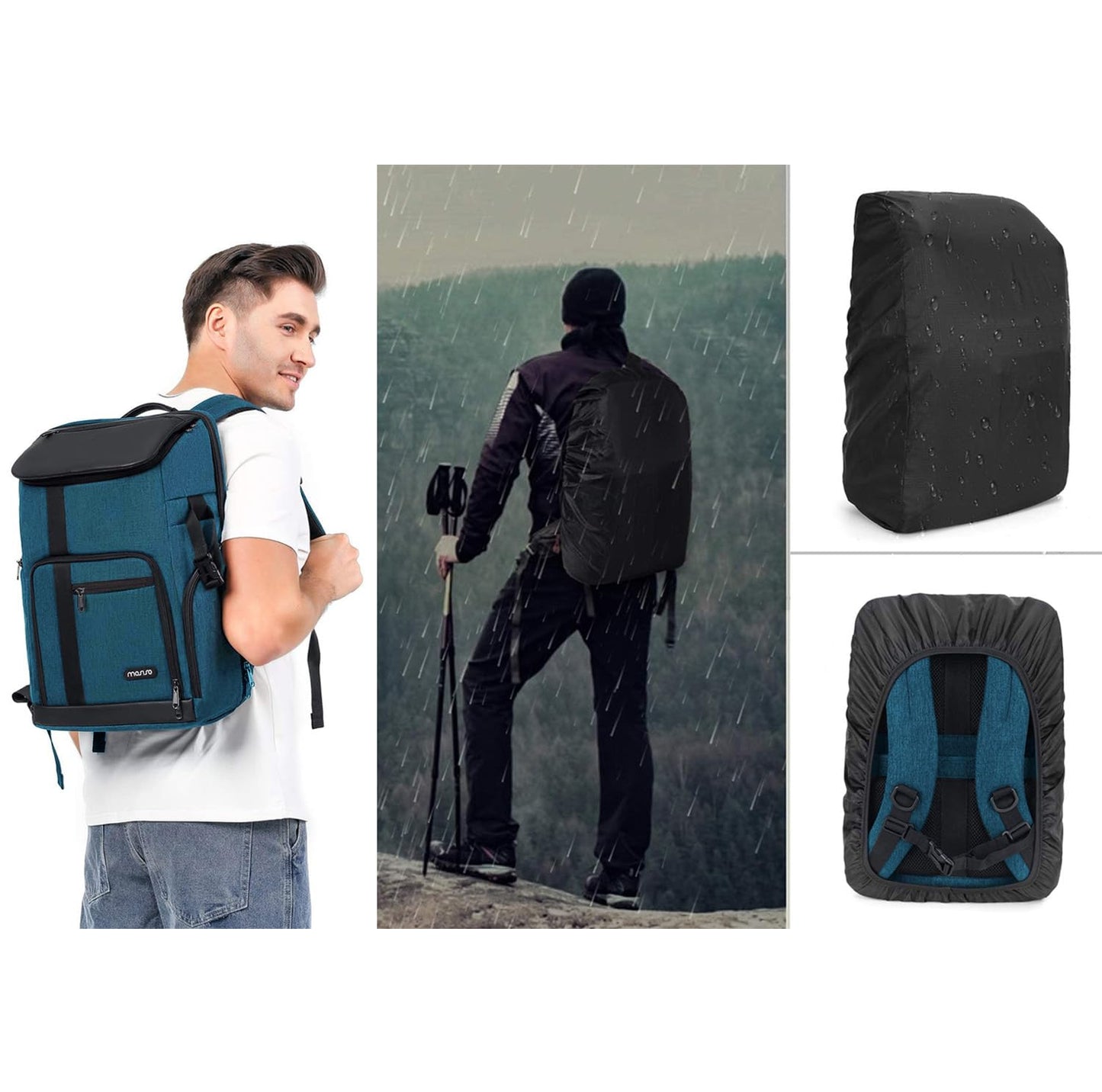 MOSISO Camera Backpack, DSLR/SLR/Mirrorless Large Men/Women Photography Camera Bag Case with 17.3 inch Laptop Compartment&Tripod Holder&Rain Cover Compatible with Canon/Nikon/Fuji/Laptop, Teal Blue