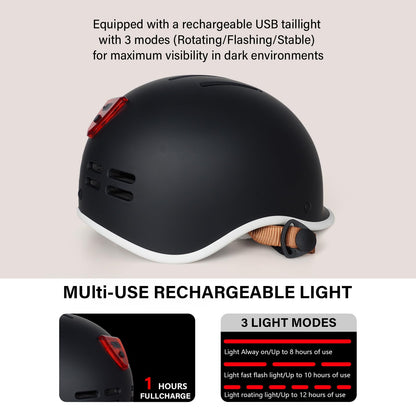 Exclusky Bike Helmet for Adults,Adjustable Cycling Helmet for Men & Women Safety Certified Bicycle Helmet for Commuting, Road Biking, Skating with USB Rechargeable Rear Light