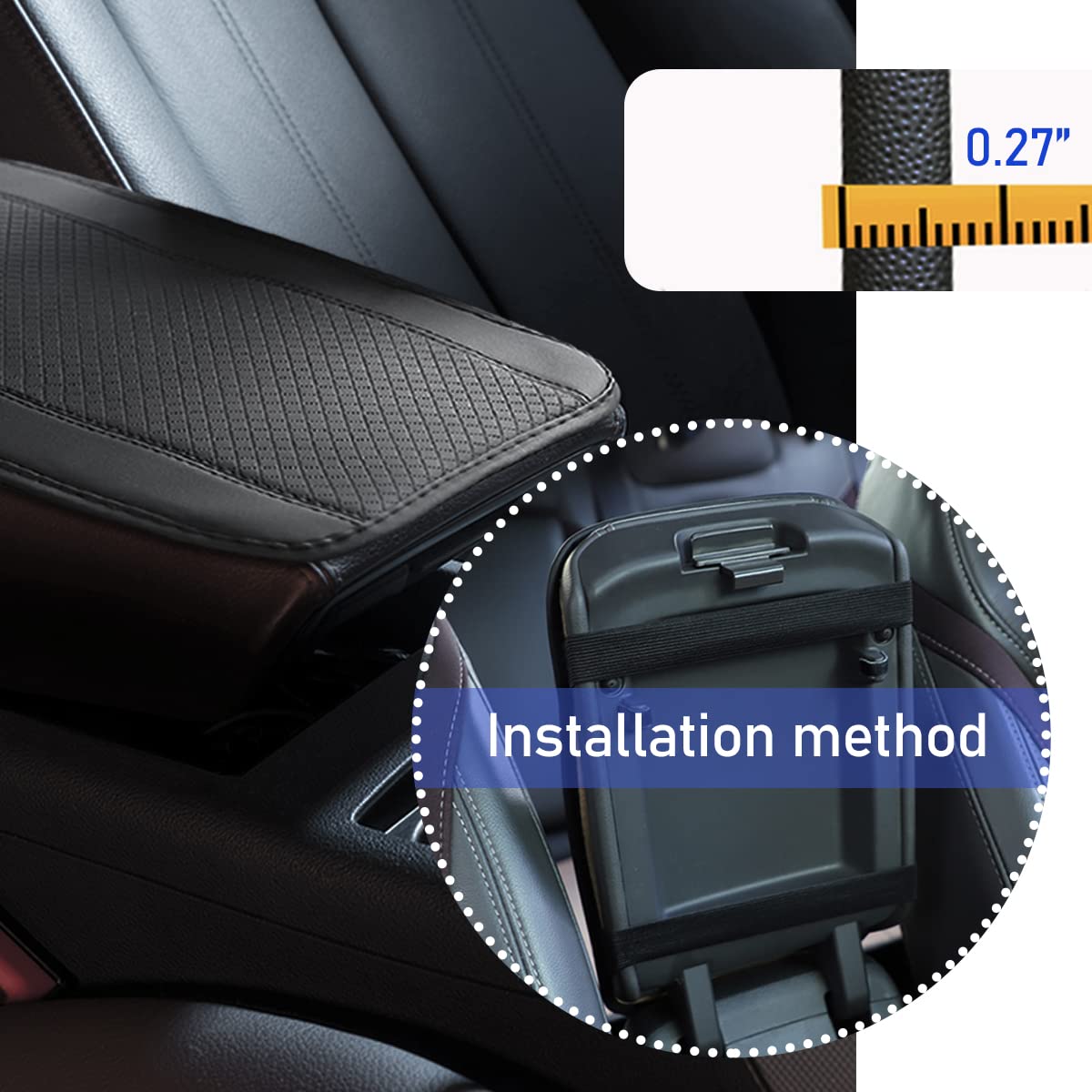 Ziciner Leather Car Center Console Armrest Pad, PU Waterproof Auto Seat Box Cover Protector, Hand Rest Cushion Protection Pad, Vehicles Interior Accessories Universal for Truck,SUV (Gray A)