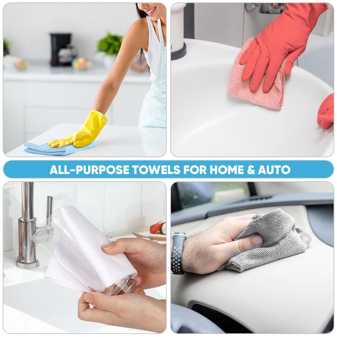 AIDEA Microfiber Cleaning Cloth Roll, Grey 75PK, Reusable Paper Towels Tear Away Cloth, Microfiber Towels for Cars, Wash Cloths, Lint Free Rags for House, Kitchen,Window,Cleaning Supplies 11.5"×11.5"