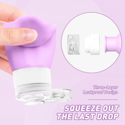 Redfly Travel Bottles for Toiletries, 3oz Tsa Approved Travel Size Containers, BPA Free Leak Proof Squeezable Containers for Toiletries, Silicone Refillable Essentials for Shampoo Conditioner Purple