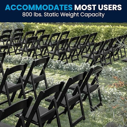 Flash Furniture Hercules Series Folding Chairs for Weddings and Formal Events, Stackable Commercial Event Seats with 1,000-lb. Static Weight Capacity, Set of 4, Black