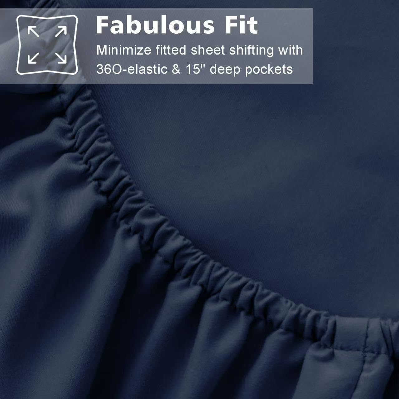 Queen Size 4 Piece Bed Sheet Set - Ultra Imitation Cotton-Premium Breathable & Cooling Sheets - Hotel Luxury Bed Sheets Deep Pocket up to 15"- Wrinkle, Fade, Stain Resistant (Navy Blue, Queen)