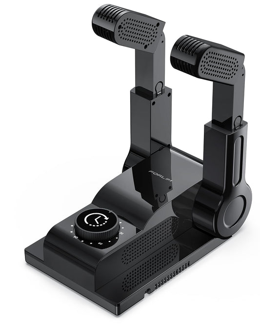 FORLIM Boot Dryer for Work Boots, Shoe Dryer with Heat Blower, Glove Dryer & Boot Warmer - 180° Adjustable Dry Rack - Telescopic Bendable Dry Ports - Intelligent Timer - Black