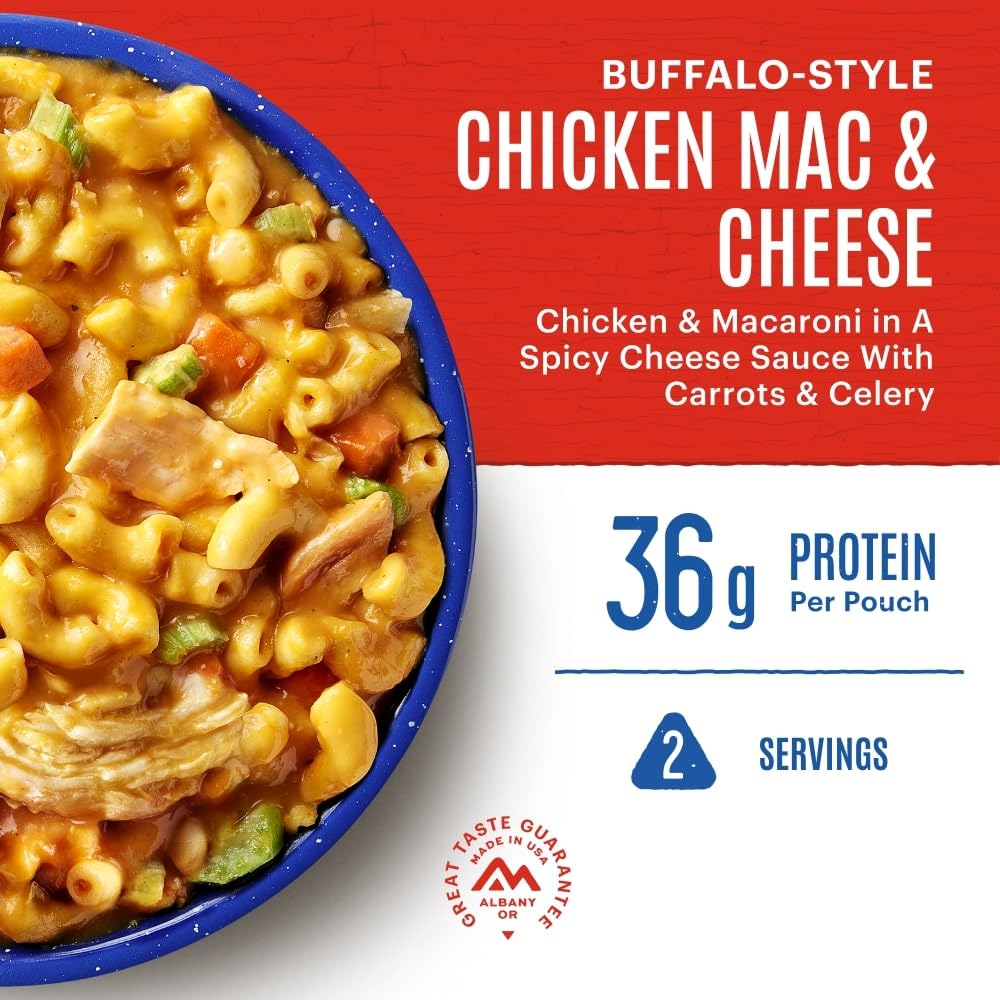 Mountain House Buffalo-Style Chicken Mac & Cheese | Freeze Dried Backpacking & Camping Food | 2 Servings