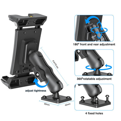 OHLPRO Car Tablet Holder - Heavy Duty Drill Base, Tablet Mount for Truck Compatible with iPad Samsung Tab 5"-13" Tablet and Phone, iPad Stand for Wall/Business/Vehicle/Desktop, etc.
