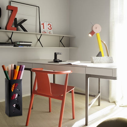 Okllen Metal Umbrella Holder, Square Umbrella Stand Rack for Entryway, 6.3" x 6.3" x 16.5", Black