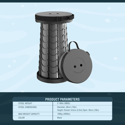 NUMANU Collapsible Stool 2-Pack - Upgraded Portable Folding Stool, Height Adjustable, Lightweight & Sturdy, Retractable Telescoping Camping Pop Up Seat Chair or Foldable Travel Footrest - Max 400lbs