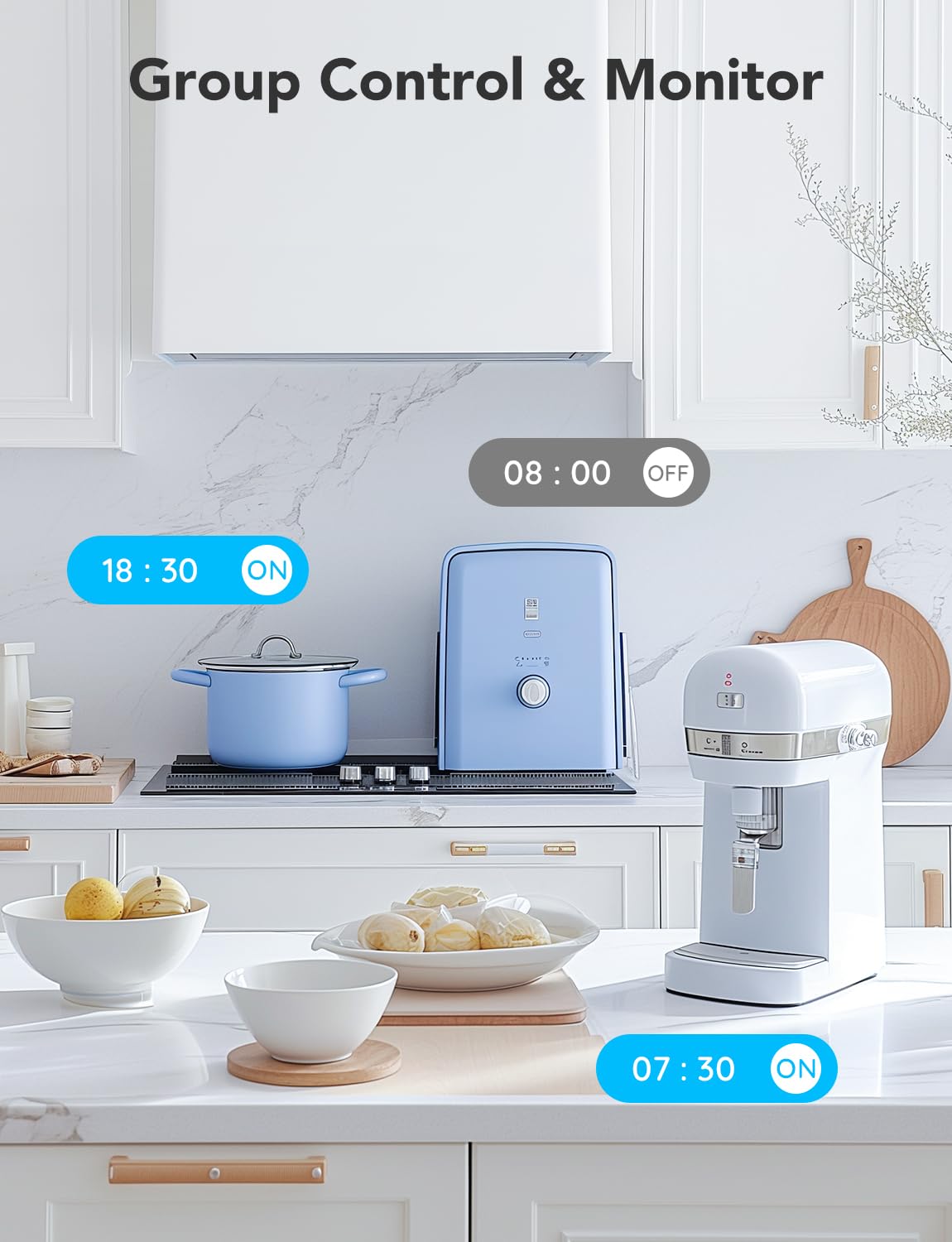 Govee Smart Plug with Energy Monitoring, WiFi Bluetooth Plug Work with Alexa and Google Assistant, 15A Smart Outlets with Timer & Group Controller, No Hub Required, ETL&FCC Certified for Home, 4 Pack