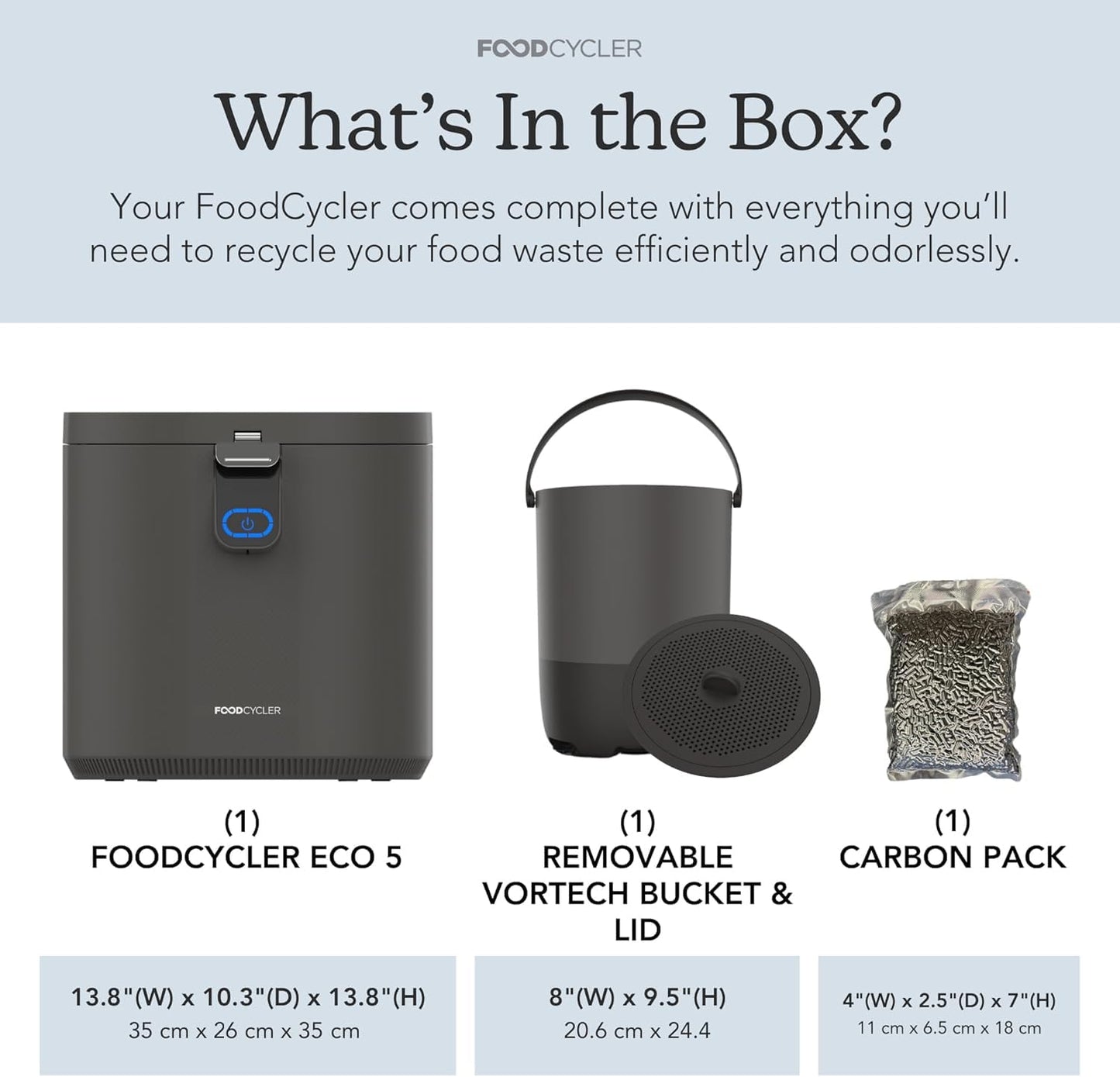 Food Cycler Eco 5 Award-Winning Kitchen Food Recycler | Indoor Composter Bin Alternative | Electric Countertop Food Disposer with Odorless 5L Indoor Food Waste Bin for Easy Waste Management | Grey
