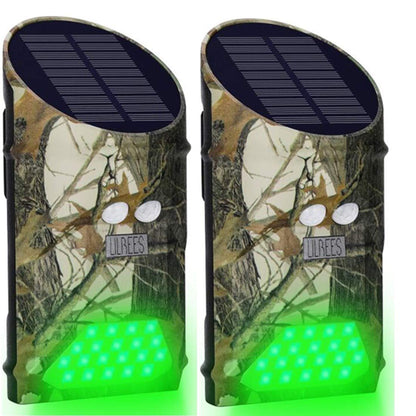 LILBEES Solar Powered Hog Feeder Light-Motion-Activated for Hogs,Deer,Pig Feeding and Yard Varmint Guarding-Campact Camouflage Green Lights Design for Outdoor Night Hunting for Games(G300) 2-Pack