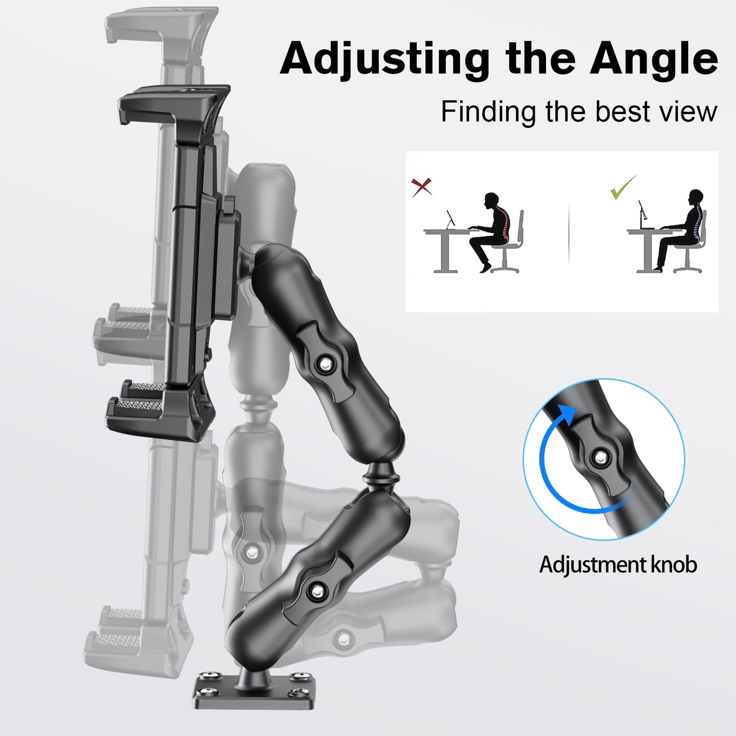 OHLPRO Tablet Mount for Truck - Heavy Duty Drill Base - Tablet Holder for Car Dashboard, iPad Holder for All 5"-13" iPad Pro Samsung Galaxy Kindle fire Tablets and Car Wall Desk etc.