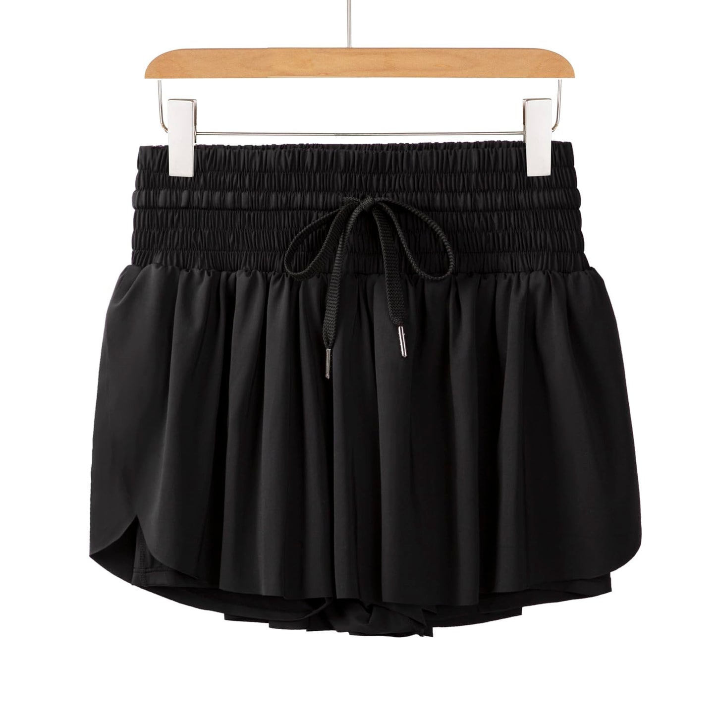 Flowy Womens Athletic Shorts High Waisted Gym Yoga Workout Running Butterfly Tennis Sports Active Wear Skorts Skirts with Pockets Spandex Sweat Pants Cute Lounge Trendy Clothes Casual Summer Black L