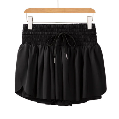 Flowy Womens Athletic Shorts High Waisted Gym Yoga Workout Running Butterfly Tennis Sports Active Wear Skorts Skirts with Pockets Spandex Sweat Pants Cute Lounge Trendy Clothes Casual Summer Black L