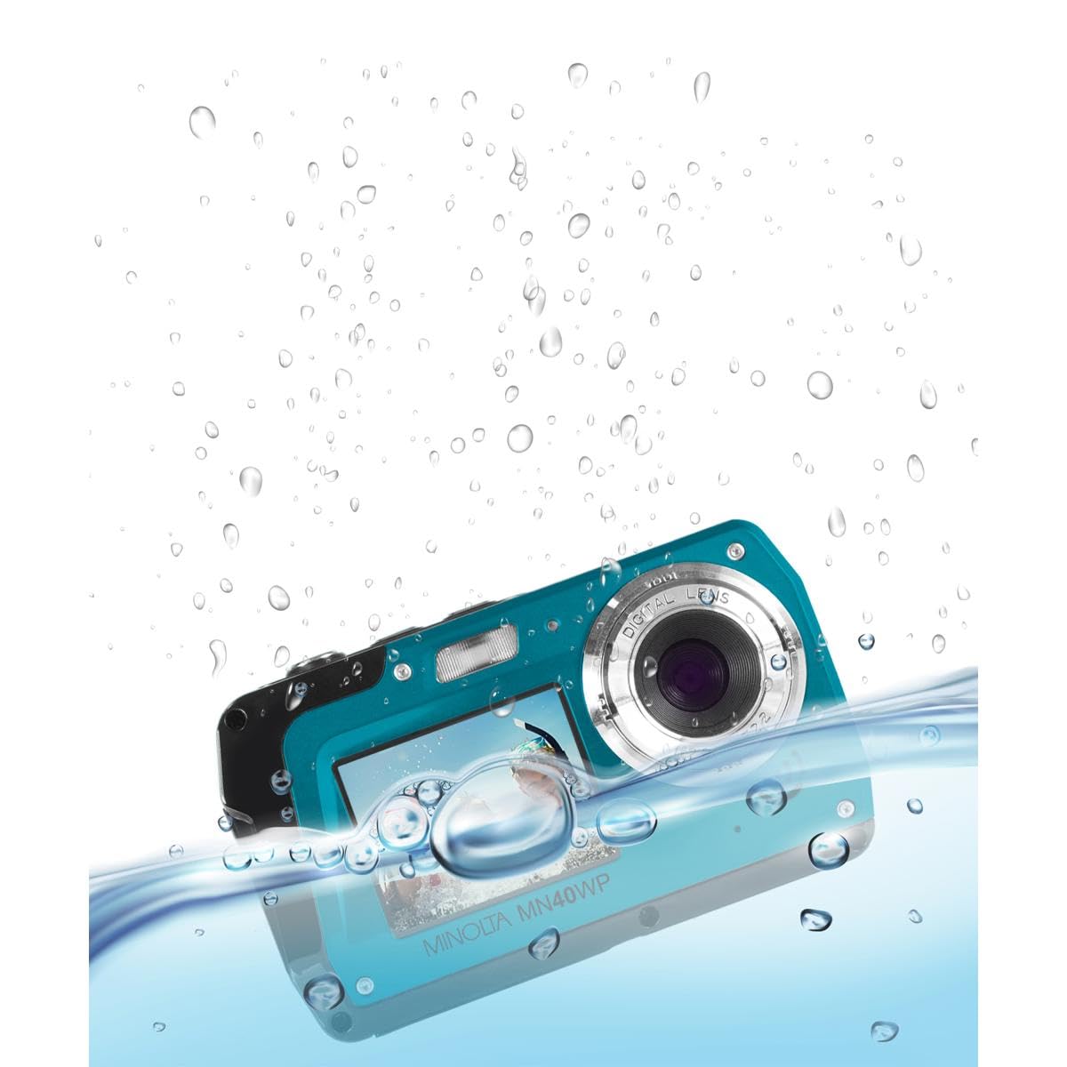 Minolta MN40WP 48MP Waterproof Digital Camera – Dual LCD Screens, 2.7K QHD Video, 16x Digital Zoom, Anti-Shake, Face Detection, 10ft Waterproof (Blue)