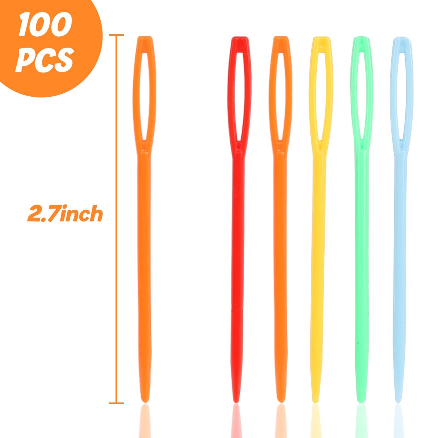 LoveInUSA 100 PCS Plastic Needles for Kids, Large Eye Plastic Sewing Needles for Handmade Crafts DIY Notions Stitchery