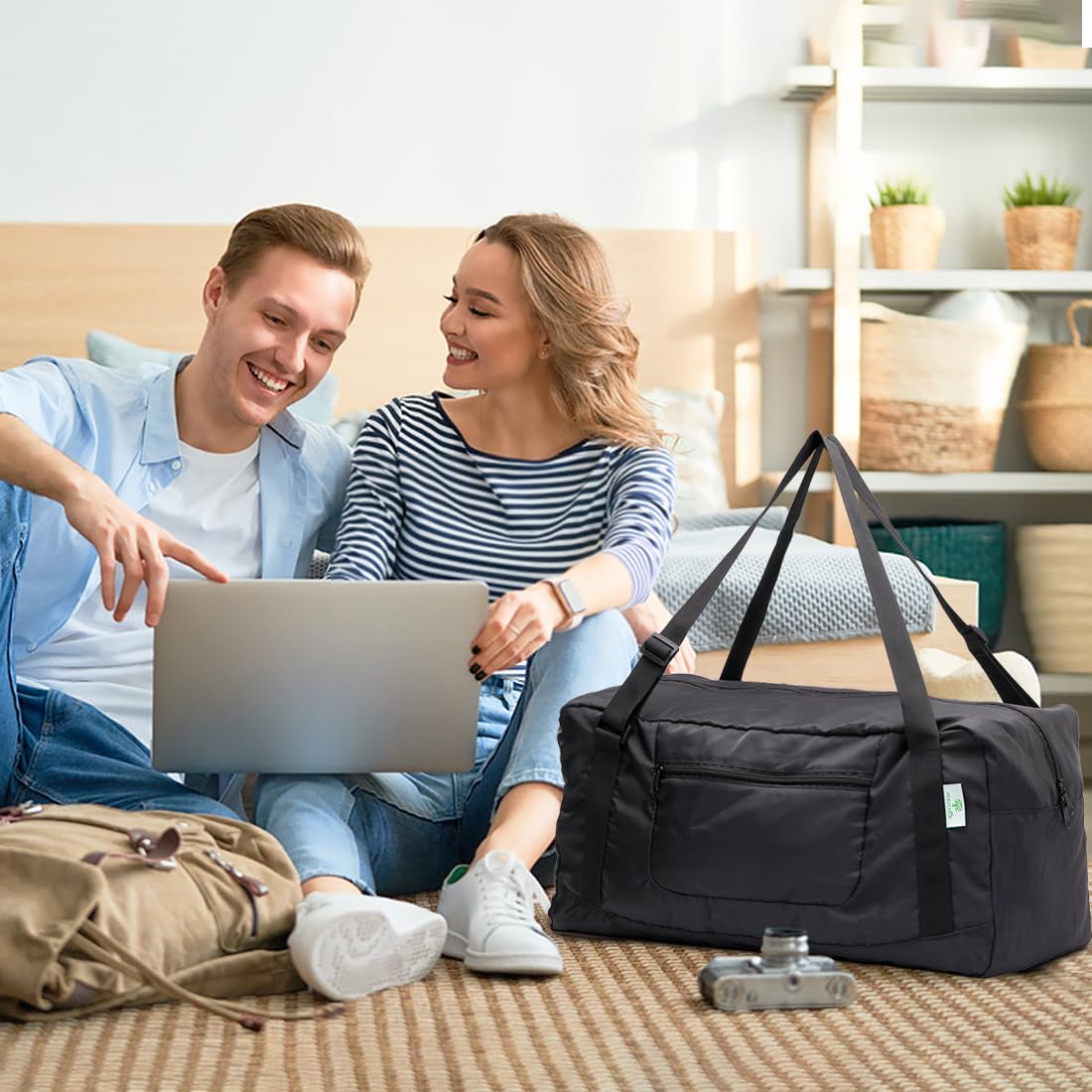 HOLYLUCK Foldable Travel Duffel Bag For Women & Men Luggage Great for Gym (black) One_Size