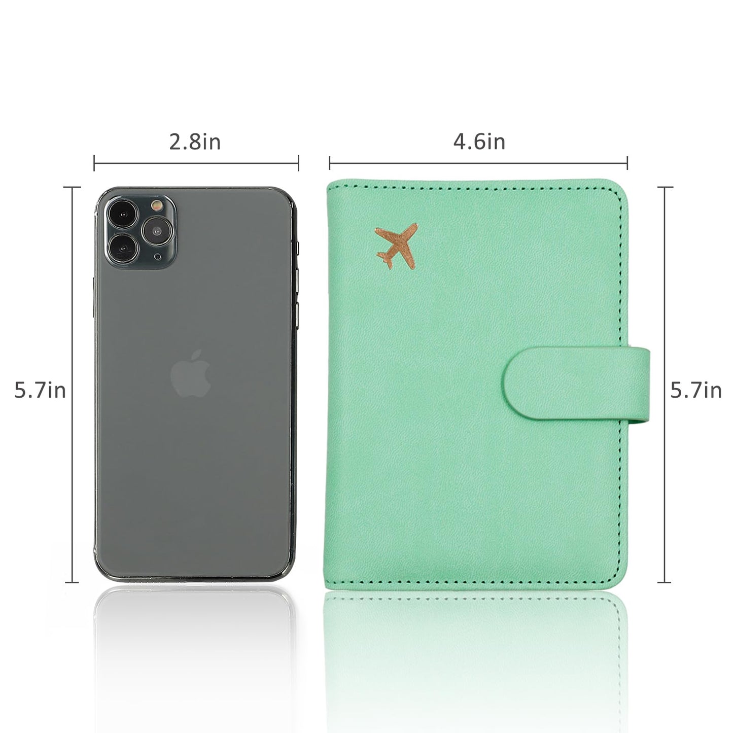 Melsbrinna Premium Leather Passport Holder Covers Case, Waterproof Rfid Blocking Travel Wallet Passport Holder with Pen Holder, Cute Passport Book for Women/Men (Mint Green)