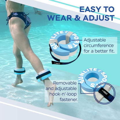 Sunlite Sports Water Workout Combo Set, Aqua Dumbbells, Swim Belt and Aqua Cuffs, Water Weights for Pool Exercise, Water Aerobics Equipment, High-Density EVA Foam for Aqua Jogging and Therapy