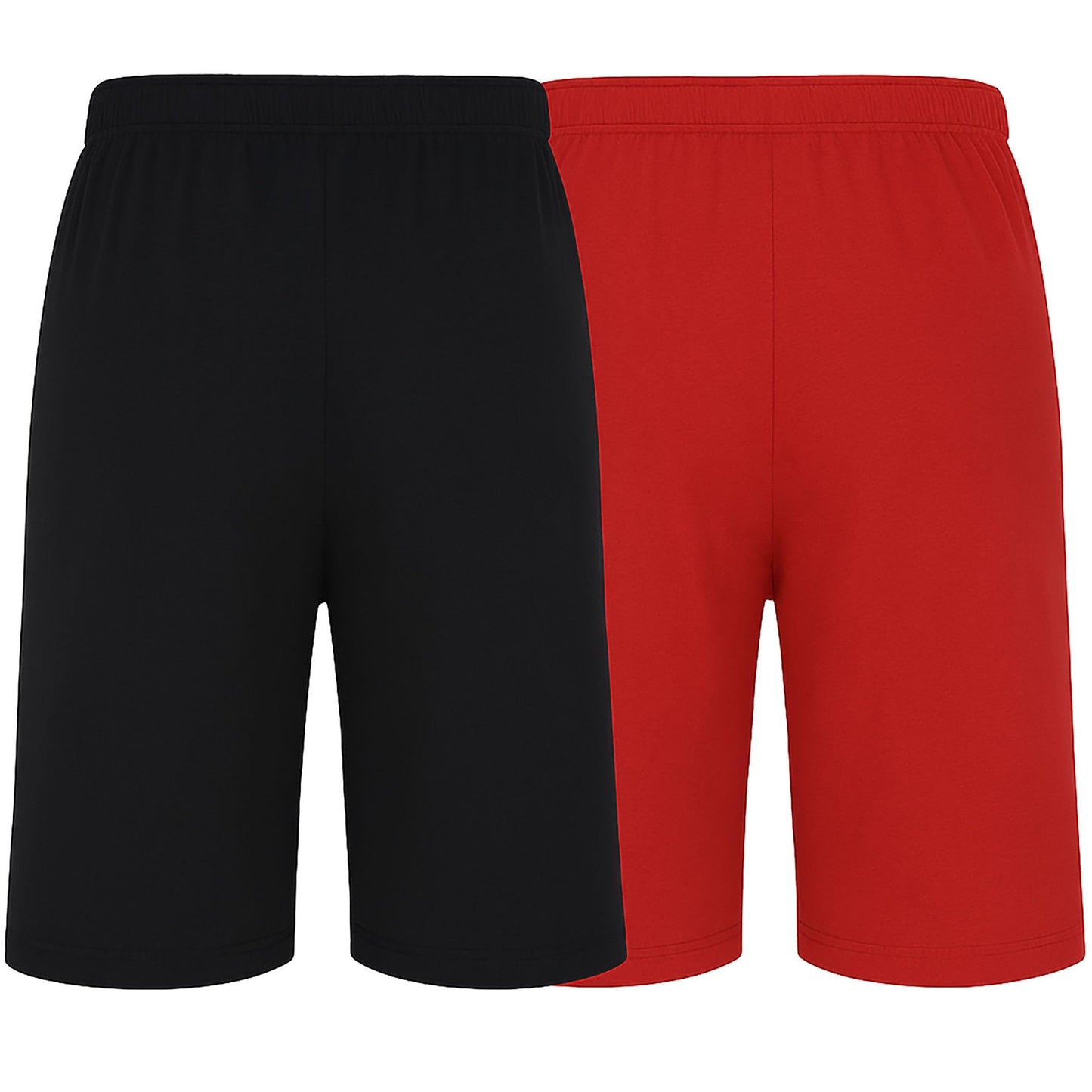 Hanes Men's 2-Pack Cotton Knit Waistband Pockets Shorts, Biking Red/Black, Small
