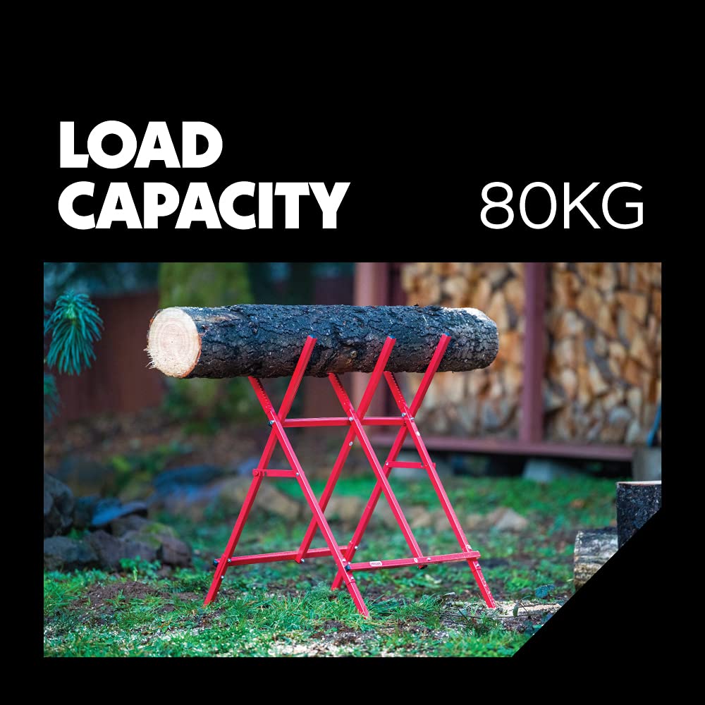 Oregon Steel Log Saw Horse, Foldable & Adjustable Sawbuck, 10 Inch Log Capacity, Folding Wood Cutting Stand, for Logging, Splitting & Firewood (584145)