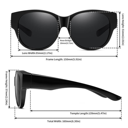 GEGURI Fit Over Glasses Polarized Sunglasses for Women & Men, Stylish Cat Eye Design Sun Glasses 100% UV Protection