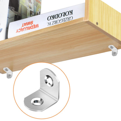 40 Pcs L Bracket Stainless Steel Corner Brace Sets, 90 Degree Right Angle Brackets with 80 Pcs Screws, L Bracket Firmware for Wooden Shelves, Chairs, Tables, Dressers, Furniture (Silver)