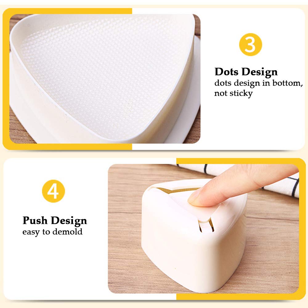 Onigiri 2 Pieces Rice Ball Mold Makers, Triangle Sushi Mold for Japanese Boxed Meal Children Bento by HAGBOU (Beige)