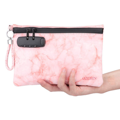 OZCHIN Smell Proof Bag with Combination Lock Great Gift Sets For Women Certificates Organizer PU Leather Lock Bag Travel Storage Case 10 x 7 inches