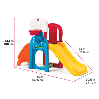 Step2 Game Time Sports Climber, Kids Indoor/Outdoor Playset, Backyard Playground Set, Slide, Climbing Wall, Basketball Hoop, Outside Jungle Gym, For Toddlers 2-6 Years Old