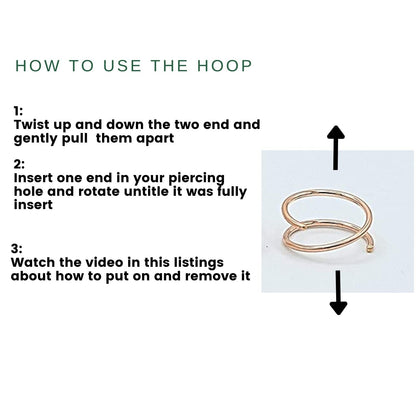 LUCKYJEWUS 14k Gold Filled 20G Double Hoop Nose Ring for Single Piercing, 20 Gauge Small Thin 8mm Spiral Nose Jewelry for Women Men