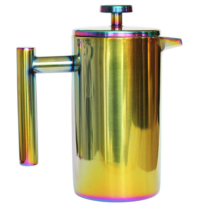 MAGICAFÉ French Press Coffee Maker – 1 or 2 Cups Small Stainless Steel Coffee Maker Double Walled French Press Rainbow 12oz/350ml