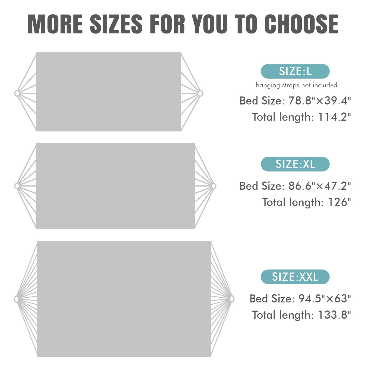 INNO STAGE Double Hammock - 2 Persons Portable Hanging Camping Bed, Blue, 118.3"L x 63"W, 350Lbs Capacity, Polyester, Supports Up to 350 lbs