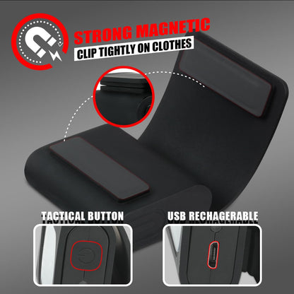 GOANDO 2 Pack Safety Jogging LED Light, Black, Water Resistant, 4 Modes, USB Charging, Strong Magnetic Clip for Night Running, Walking, Hiking