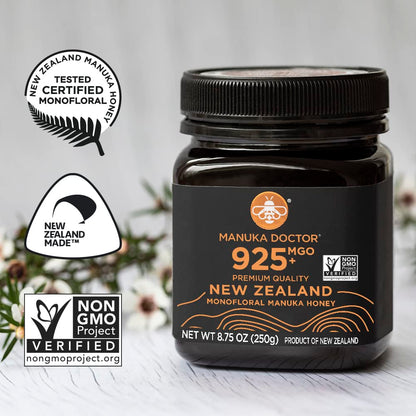 MANUKA DOCTOR - MGO 925+ Manuka Honey Monofloral, 100% Pure New Zealand Honey. Certified. Guaranteed. RAW. Non-GMO (8.75 oz)