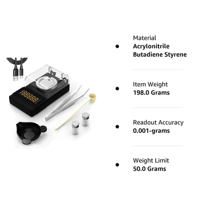 MAXUS Digital Milligram Scale 50g/0.001g, Compact Mg Scale with 20g Calibration Weight and Accessories, Black Powder Scale for Reloading