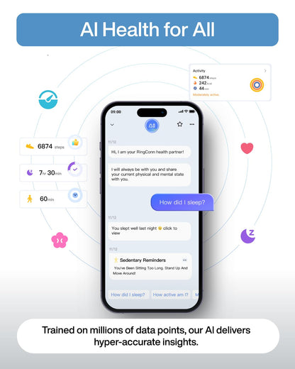 RingConn Gen 2 Air, Ultra-Thin AI Smart Ring, 10-Day Battery Life, Fitness/Sleep/Stress/HR Tracker for Women&Men, No App Fee for Standard Features, iOS & Android Compatible (Size 10, Galaxy Sliver)