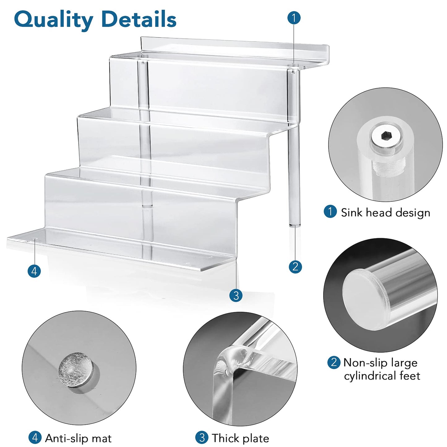 9 Inch Acrylic Shelf for Perfume Organizer, 4 Tier Funko POP Shelves, Cologne Organizer Tiered Riser Display Stand, Acrylic Display for Decoration