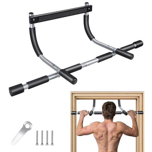 GYE Doorway Pull Up Bar for Home Gym, Adjustable Width, Heavy-Duty Steel，Max Limit 440 lbs Upper Body Fitness Workout Bar with Foam Grips，Indoor Portable Upper Body Workout Bar for Strength Training
