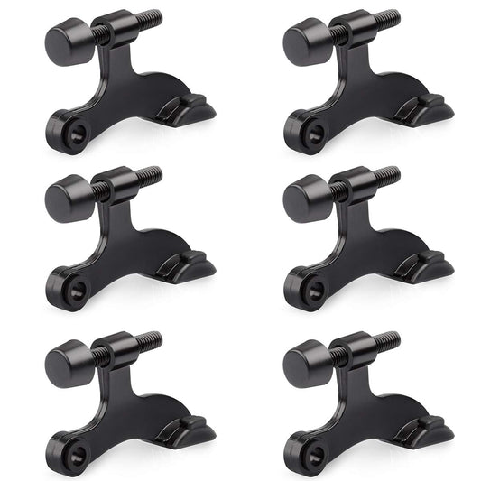 HOMOTEK 6 Pack Hinge Pin Black Door Stopper,Adjustable Deluxe Heavy Duty Door Stopper 2-1/2"x1-3/4”,with Black Rubber Bumper Tips