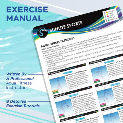 Sunlite Sports Water Workout Combo Set, Aqua Dumbbells, Swim Belt and Aqua Cuffs, Water Weights for Pool Exercise, Water Aerobics Equipment, High-Density EVA Foam for Aqua Jogging and Therapy