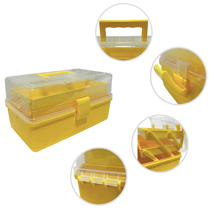 13 Inch Sewing Box Three Layers, Plastic Craft Organizers and Storage, Multifunction Craft Organizer/First Aid Medicine Box/Tool Organizers and Storage with Lids