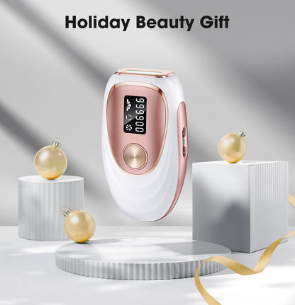 Oreeth IPL Laser Hair Removal Device for Women & Men - Home 45°F Ice-Cooling Contact for Painless & Long-Lasting Results, 86% Hair Reduction in 3 Weeks for Full Body & Bikini Line, Rose Gold