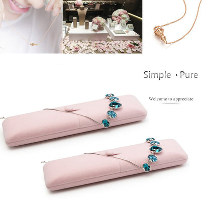 Oirlv Pink Velvet Jewelry Packaging Box Necklace Display Storage Case Necklace Gift Box
