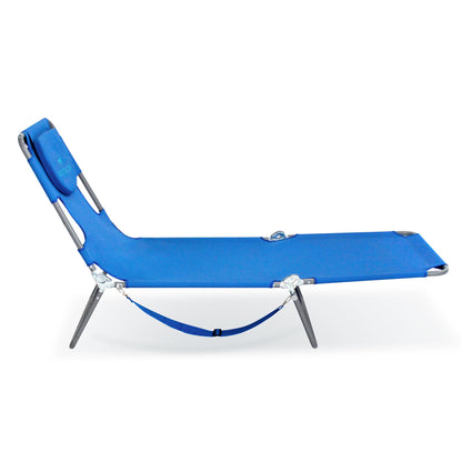 Ostrich Beach Lounge Chair, Folding & Reclining Outdoor Chaise Lounger, Blue - Portable Adjustable Recliner Chair for Lawn, Pool, Patio, Garden, and Yard
