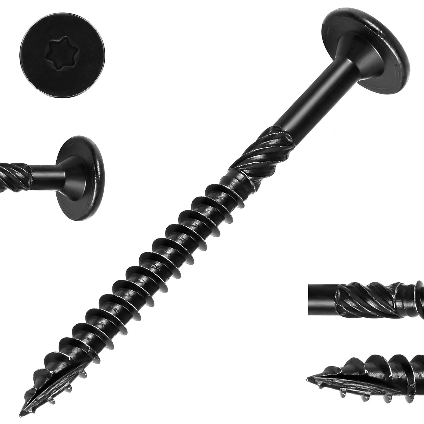 FMhotu 2-7/8 Inch Heavy-Duty Outdoor Wood Screws Assortment Fastener Kit, 50Pcs Star Drive Deck Screws, Rust Resistant Timber Screws for Timber/Log/Landscaping Wood (#14 x 2-7/8" Black)